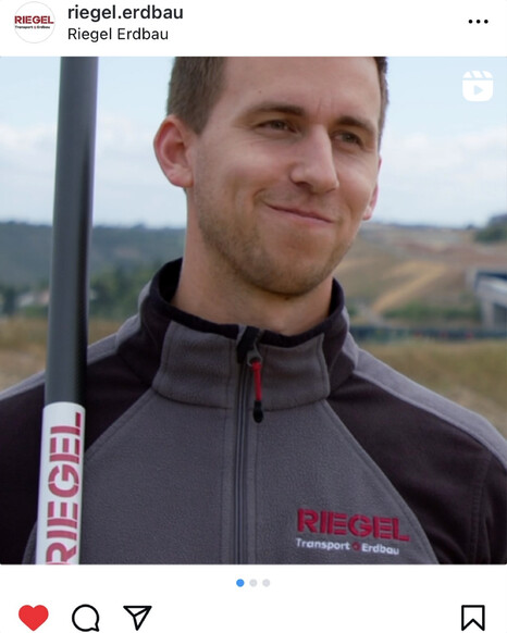 Vorschaubild eines Instagram-Reels von Riegel Erdbau mit Mitarbeitenden im Porträt.